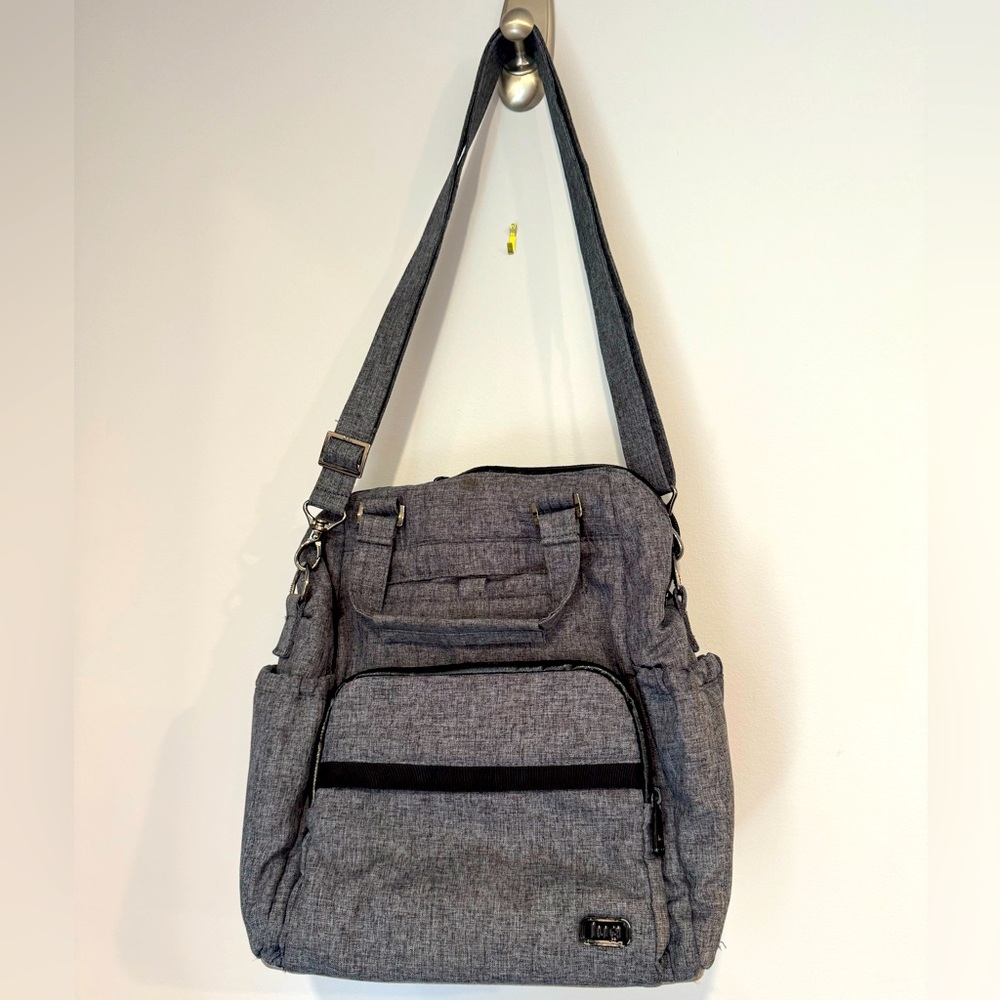 Lug Convertible Shoulder/Crossbody/Backpack Bag - Gray with Black Accents